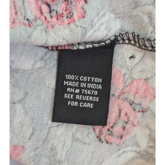 WXYZ Mens T-Shirt Large Black Red Skull Rose Allover Graphic Pocket Punk Rock - Picture 7 of 8